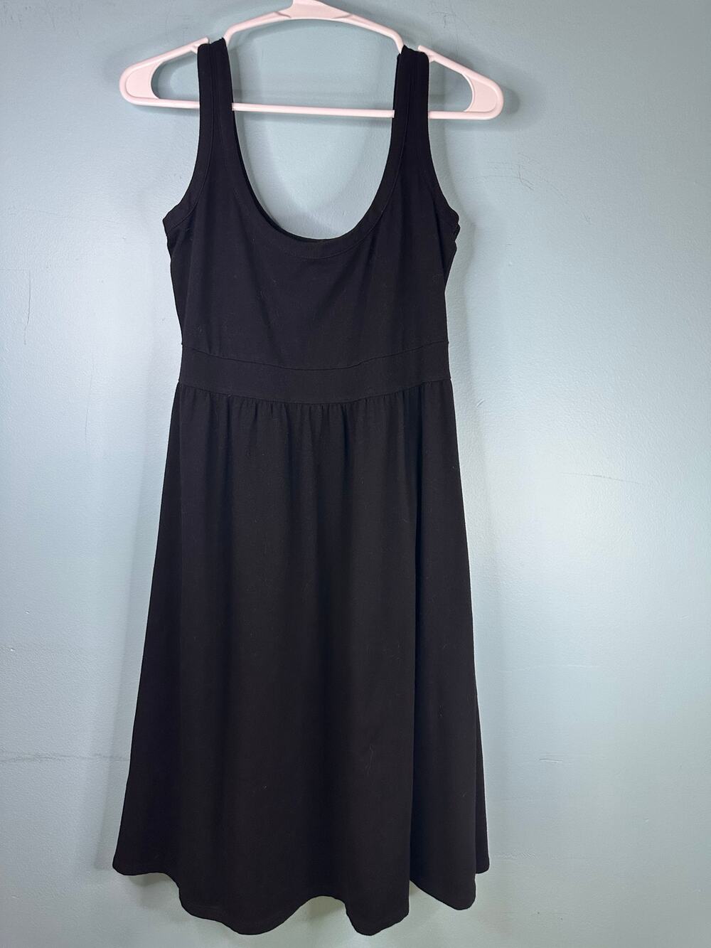 Green Cotton Black tank dress empire waist festival, beachy cover-up Size Medium